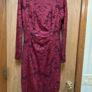 Lauren by Ralph Lauren Burgundy Long Sleeve Lace Dress